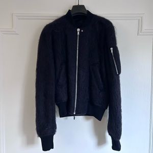 Rick Owens Black Mohair Bomber Jacket
